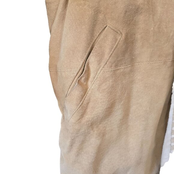 VTG Weathervane Women Suede Leather Coat Med Hood Fleece Lining Western Cowgirl - Picture 3 of 12